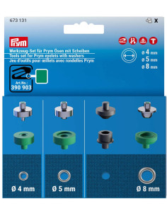 Conjunto de ferramentas para ilhós com arruelas de 4, 5 e 8 mm