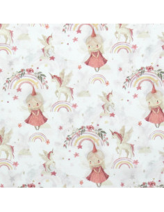 Tecido popeline de algodão - Linette branco e rosa 2