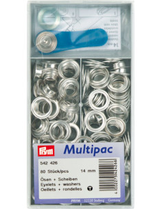 Multipac de 80 ilhós com anilhas 14 mm - Prata