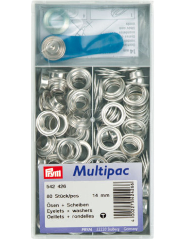 Multipac de 80 ilhós com anilhas 14 mm - Prata