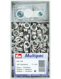 Multipac de 120 ilhós com arruelas 11 mm - Prata
