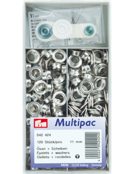 Multipac de 120 ilhós com arruelas 11 mm - Prata