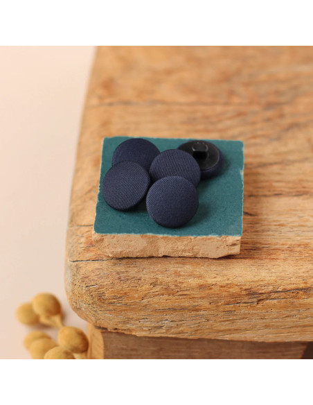 Botão coberto de cetim com pé 18 mm - Denim