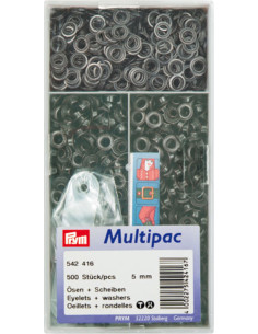 Multipac de 500 ilhós com anilhas 5 mm - Preto