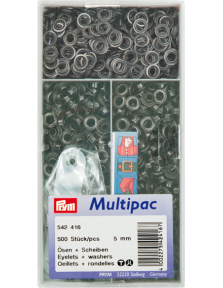 Multipac de 500 ilhós com anilhas 5 mm - Preto