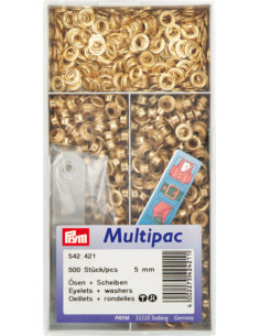Multipac de 500 ilhós com anilhas 5 mm - Ouro