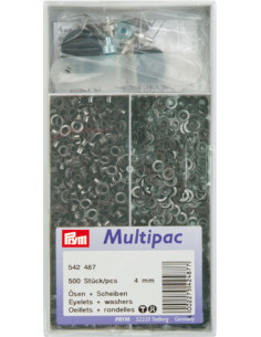 Multipac de 500 ilhós com arruelas 4 mm - Preto