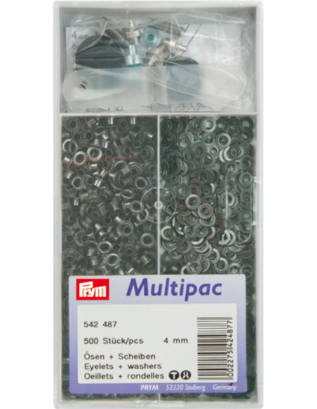 Multipac de 500 ilhós com arruelas 4 mm - Preto