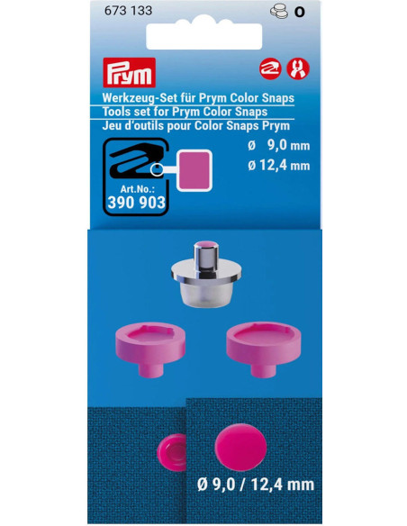 Conjunto de ferramentas para aplicação de botões de pressão Color Snaps 9 e 12,4 mm