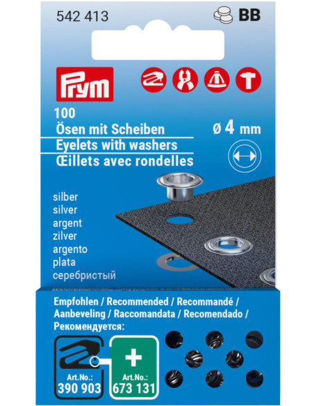 Recarga de 100 ilhós com arruelas 4 mm - Prata