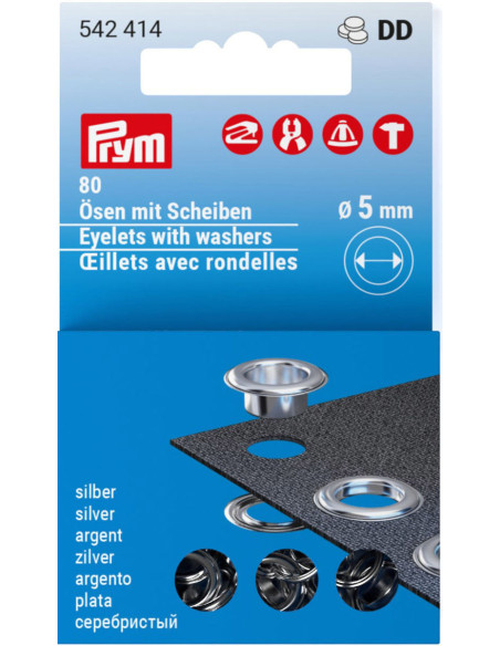 Recarga de 80 ilhós com arruelas 5 mm - Prata
