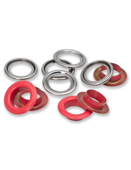 Caixa de 15 ilhós com arruelas de 14 mm - Vermelho