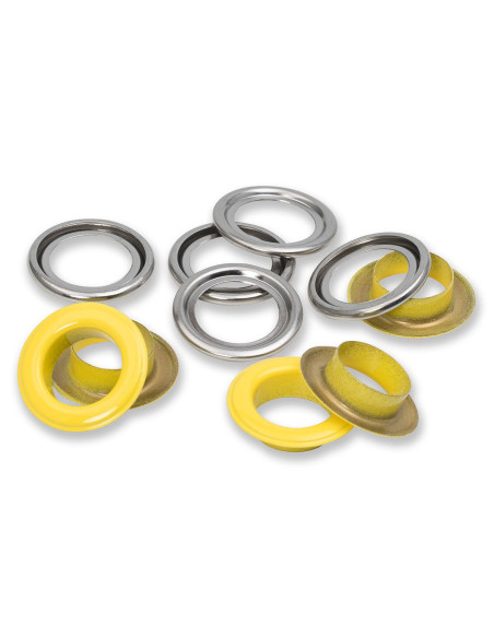 Caixa de 15 ilhós com arruelas 14 mm - Amarelo