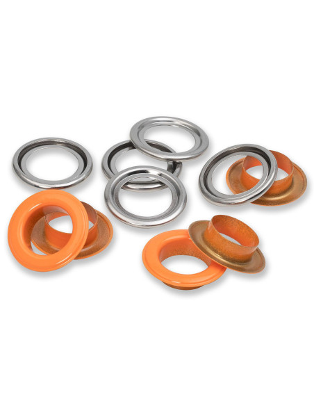 Caixa de 15 ilhós com arruelas 14 mm - Laranja