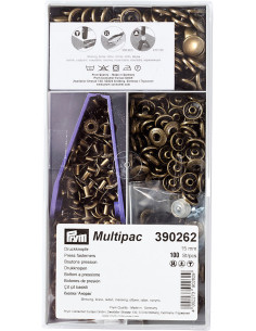 Multipac de 100 botões de pressão Anorak - Latão 15 mm