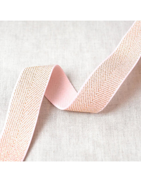 Elástico chevron metálico - Rosa e dourado