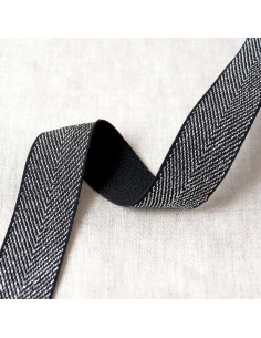 Elástico chevron metálico - Preto e prata
