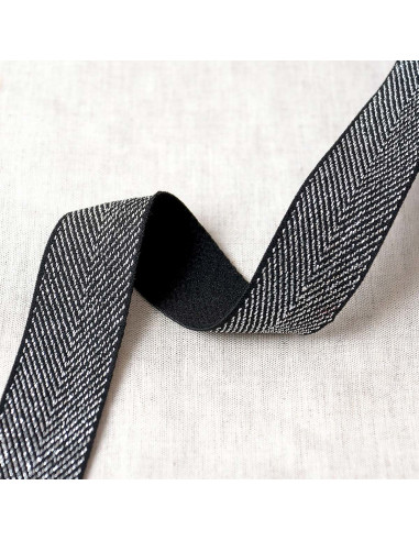 Elástico chevron metálico - Preto e prata
