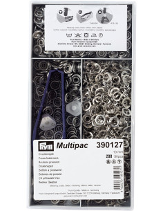 Multipac de 200 botões de pressão Jersey - Prata 10mm