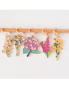 Conjunto de 5 marcadores de malha - Flores da primavera