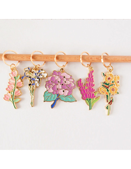 Conjunto de 5 marcadores de malha - Flores da primavera