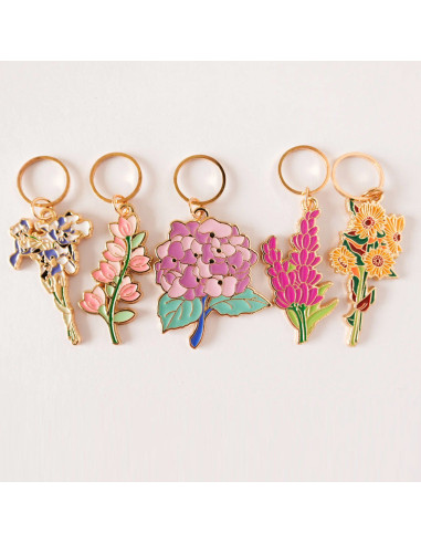 Conjunto de 5 marcadores de malha - Flores da primavera