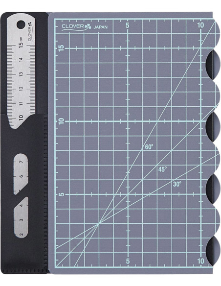 Tapete de corte dobrável Clover com régua de metal - 18 cm x 29 cm