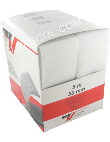 VELCRO® Marca para costurar branco 50 mm de largura caixa de 5 metros