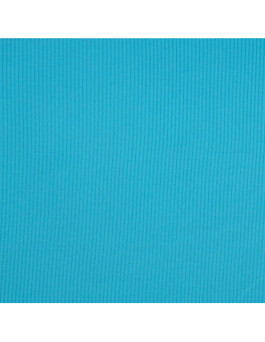 Tecido jersey de algodão canelado - Azul turquesa