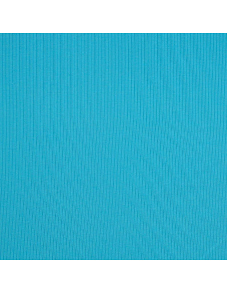 Tecido jersey de algodão canelado - Azul turquesa