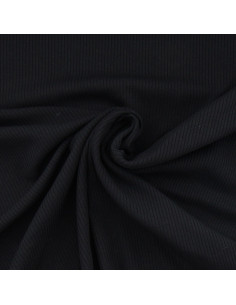Tecido jersey de algodão canelado - Preto