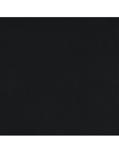 Tecido jersey de algodão canelado - Preto