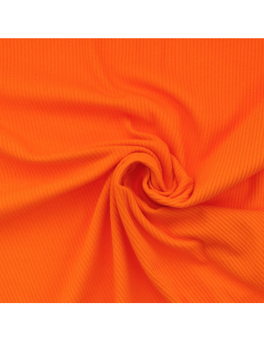 Tecido jersey de algodão canelado - Laranja