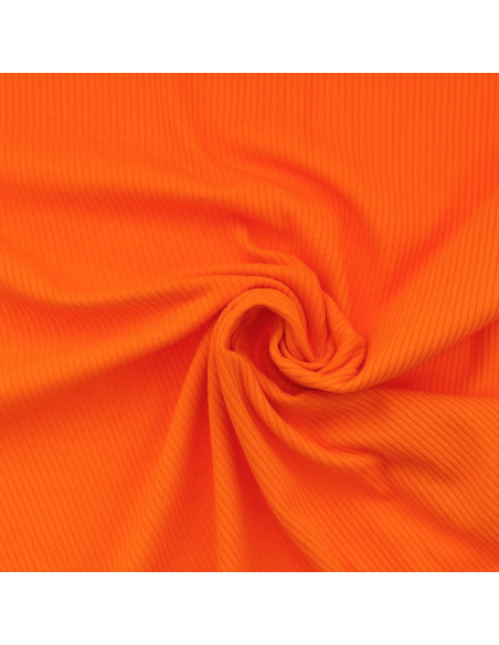 Tecido jersey de algodão canelado - Laranja