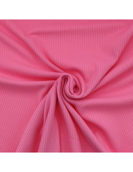 Tecido jersey de algodão canelado - Rosa