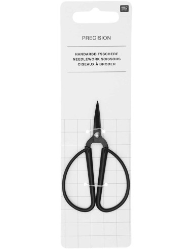 Tesoura de bordar com grandes argolas pretas Rico Design 9 cm