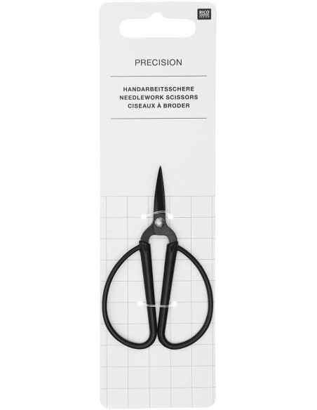 Tesoura de bordar com grandes argolas pretas Rico Design 9 cm