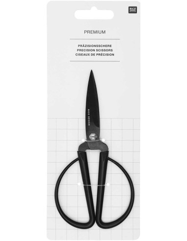 Tesoura de precisão com grandes anéis pretos Rico Design 14 cm