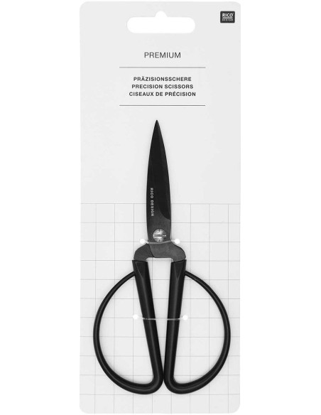 Tesoura de precisão com grandes anéis pretos Rico Design 14 cm