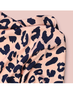 Tecido sarja viscose - Urban Leo Pêssego e índigo