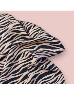 Tecido sarja viscose - Zebra Duna e preto