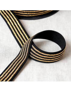 Elástico com 4 faixas metálicas - Preto e dourado