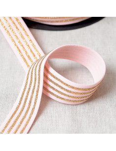 Elástico com 4 bandas metálicas - Rosa e dourado