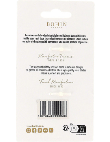 Tesoura de bordado Léopard Bohin 9 cm