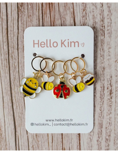 Conjunto de 5 marcadores de malha - Bee Happy