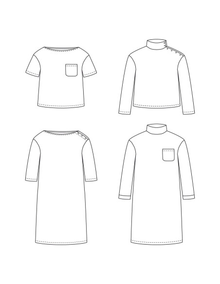 Molde de t-shirt ou vestido marinheiro Quiberon - Ikatee