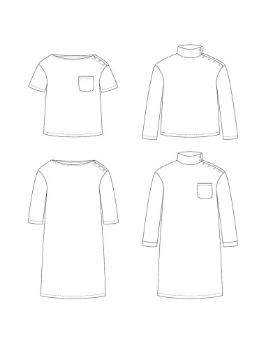 Padrão de t-shirt ou vestido marinheiro Quiberon Kids - Ikatee