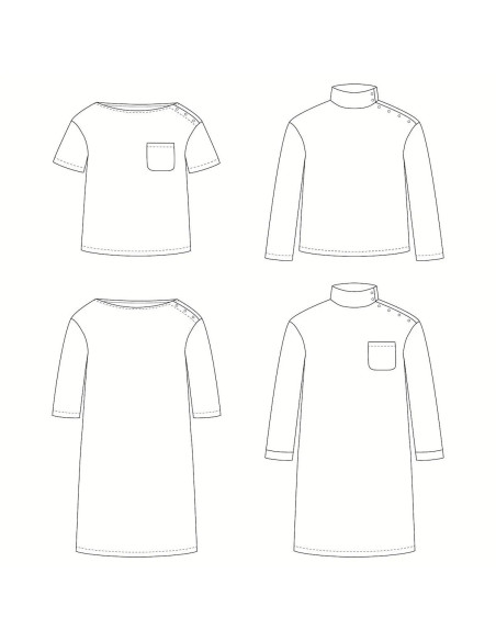 Padrão de t-shirt ou vestido marinheiro Quiberon Kids - Ikatee