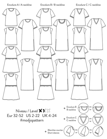 Molde de T-shirt e vestido Modjo - Atelier Scämmit