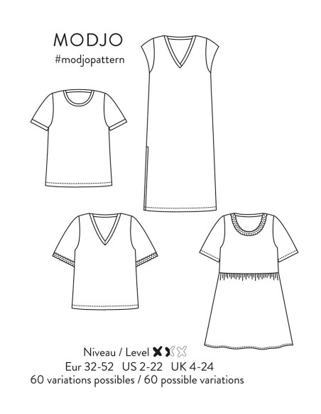 Molde de T-shirt e vestido Modjo - Atelier Scämmit